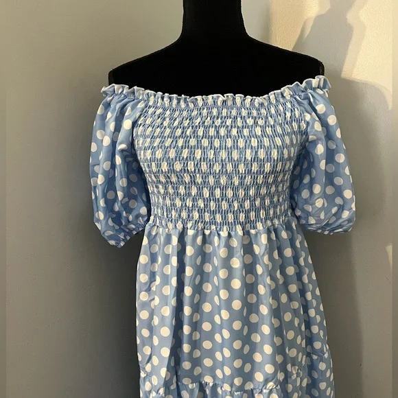 Polka  Dot, Light Blue Dress - Picture 8 of 11